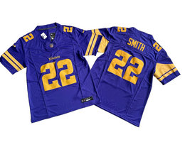 Nike Minnesota Vikings #22 Harrison Smith Purple Gold name 2023 F.U.S.E. Authentic Stitched NFL Jersey