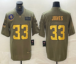 Nike Minnesota Vikings #33 Chris Jones 2019 Gold Name salute to service Authentic Stitched NFL Jersey