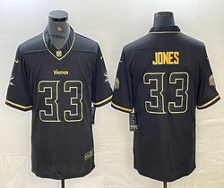 Nike Minnesota Vikings #33 Chris Jones Black Gold Throwback Authentic Stitched NFL Jersey