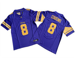 Nike Minnesota Vikings #8 Kirk Cousins Purple (gold number) 2023 F.U.S.E Authentic Stitched NFL Jersey