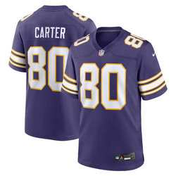 Nike Minnesota Vikings #80 Chris Carter Purple Throwback Vapor Untouchable Authentic Stitched NFL Jersey