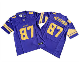 Nike Minnesota Vikings #87 T.J. Hockenson Purple Yellos name 2023 F.U.S.E. Stitched Football Jersey