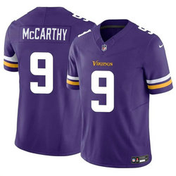 Nike Minnesota Vikings #9 J.J. McCarthy Purple F.U.S.E Authentic Stitched NFL Jersey