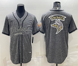 Nike Minnesota Vikings Hemp grey Joint Big Logo Authentic Stitched baseball jersey