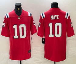 Nike New England Patriots #10 Drake Maye Red Vapor Untouchable Authentic Stitched NFL Jersey