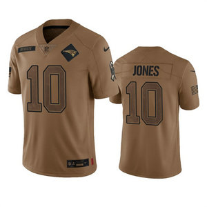 Nike New England Patriots #10 Mac Jones 2023 Brown Salute To Service Authentic Stitched NFL Jersey
