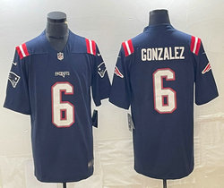 Nike New England Patriots #6 Christian Gonzalez Blue Vapor Untouchable Authentic Stitched NFL Jersey