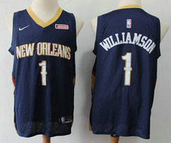 Nike New Orleans Pelicans #1 Zion Williamson Blue Game With Advertising Authentic Stitched NBA Jersey