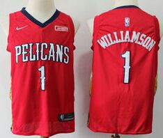 Nike New Orleans Pelicans #1 Zion Williamson Red Game With Advertising Authentic Stitched NBA Jersey