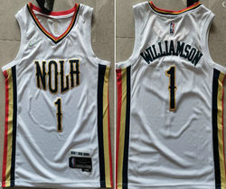 Nike New Orleans Pelicans #1 Zion Williamson White 75th anniversary Authentic Stitched NBA jersey