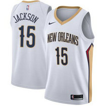 Nike New Orleans Pelicans #15 Frank Jackson White Game Authentic Stitched NBA Jersey