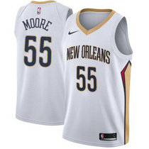Nike New Orleans Pelicans #55 E'Twaun Moore White Game Authentic Stitched NBA Jersey