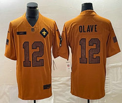Nike New Orleans Saints #12 Chris Olave 2023 Brown Salute To Service Authentic Stitched NFL Jersey