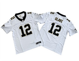 Nike New Orleans Saints #12 Chris Olave White 2023 F.U.S.E Authentic Stitched NFL Jersey