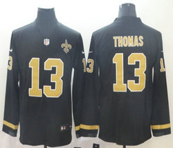 Nike New Orleans Saints #13 Michael Thomas Black Long sleeve Authentic Stitched NFL Jersey