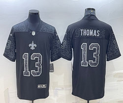 Nike New Orleans Saints #13 Michael Thomas Black Reflective Authentic Stitched NFL jersey