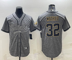Nike New Orleans Saints #32 Tyrann Mathieu Hemp grey Joint Authentic Stitched baseball jersey