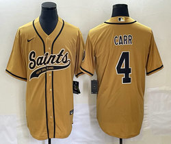 Nike New Orleans Saints #4 Derek Carr Gold Joint Authentic Stitched baseball jersey