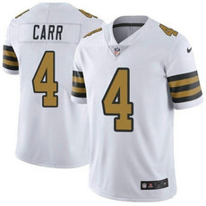 Nike New Orleans Saints #4 Derek Carr White Rush Authentic Stitched NFL Jersey
