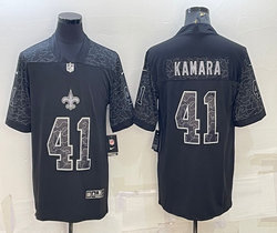 Nike New Orleans Saints #41 Alvin Kamara Black Reflective Authentic Stitched NFL Jersey
