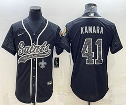 Nike New Orleans Saints #41 Alvin Kamara Black Reflective with logo Authentic Stitched baseball Jersey