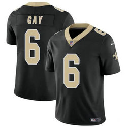 Nike New Orleans Saints #6 Willie Gay Black Vapor Stitched Football Jersey