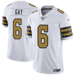 Nike New Orleans Saints #6 Willie Gay White Rush Stitched Football Jersey
