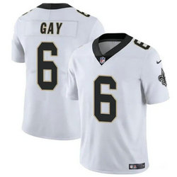 Nike New Orleans Saints #6 Willie Gay White Vapor Stitched Football Jersey