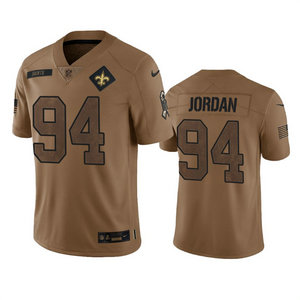Nike New Orleans Saints #94 Cameron Jordan 2023 Brown Salute To Service Authentic Stitched NFL Jersey