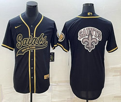 Nike New Orleans Saints Black Gold Joint Team Logo Authentic Stitched baseball jersey