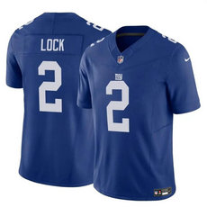 Nike New York Giants #2 Drew Lock Blue 2023 F.U.S.E. Authentic Stitched NFL Jersey