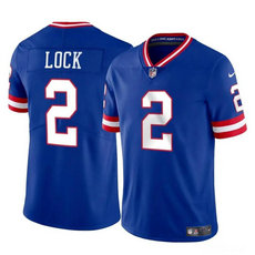 Nike New York Giants #2 Drew Lock Blue Throwback Authentic Stitched NFL Jersey