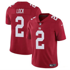 Nike New York Giants #2 Drew Lock Red Vapor Untouchable Authentic Stitched NFL Jersey