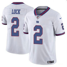 Nike New York Giants #2 Drew Lock White Rush Authentic Stitched NFL Jersey