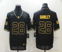 Nike New York Giants #26 Saquon Barkley 2020 Black Gold Salute to Service Authentic Stitched NFL Jersey