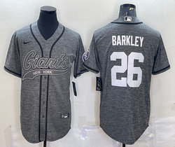 Nike New York Giants #26 Saquon Barkley Hemp grey Joint Authentic Stitched baseball jersey