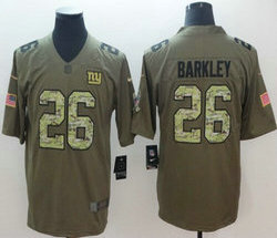 Nike New York Giants #26 Saquon Barkley Olive Camo Carson 2017 Salute to Service Limited Authentic stitched NFL jersey