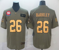 Nike New York Giants #26 Saquon Barkley Olive Gold 2019 Salute to Service Authentic Stitched NFL jersey