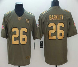 Nike New York Giants #26 Saquon Barkley Olive Gold Limited 2017 Salute To Service Authentic stitched NFL jersey