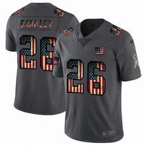 Nike New York Giants #26 Saquon Barkley Tribute to retro flag Carbon black Authentic Stitched NFL Jersey