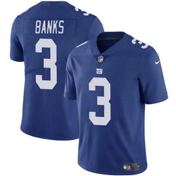 Nike New York Giants #3 Deonte Banks Blue Vapor Untouchable Authentic Stitched NFL Jersey