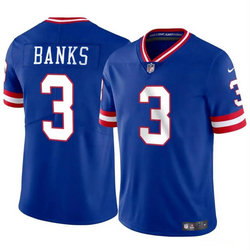 Nike New York Giants #3 Deonte Banks Royal Throwback Authentic Stitched NFL Jersey