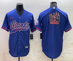 Nike New York Giants Blank Blue Joint team logo Authentic Stitched baseball jersey