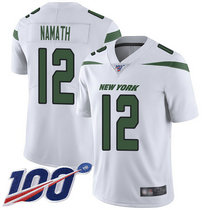 Nike New York Jets #12 Joe Namath With NFL 100th Season Patch White Vapor Untouchable Authentic Stitched NFL jersey