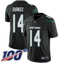 Nike New York Jets #14 Sam Darnold With NFL 100th Season Patch Black Vapor Untouchable Authentic Stitched NFL jersey