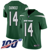 Nike New York Jets #14 Sam Darnold With NFL 100th Season Patch Green Vapor Untouchable Authentic Stitched NFL jersey