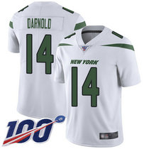 Nike New York Jets #14 Sam Darnold With NFL 100th Season Patch White Vapor Untouchable Authentic Stitched NFL jersey