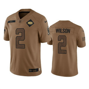 Nike New York Jets #2 Zach Wilson 2023 Brown Salute To Service Authentic Stitched NFL Jersey