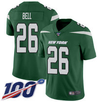 Nike New York Jets #26 Le'Veon Bell With NFL 100th Season Patch Green Vapor Untouchable Authentic Stitched NFL jersey