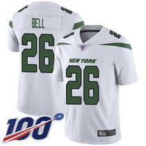 Nike New York Jets #26 Le'Veon Bell With NFL 100th Season Patch White Vapor Untouchable Authentic Stitched NFL jersey